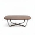 Walnut wood coffee table with stainless steel legs 120 x 60 x 40cm