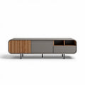 Modern media console with wooden accents in gray 150 x 40 x 50cm