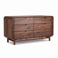 Wooden dresser with six drawers for storage 150 x 45 x 75cm walnut finish
