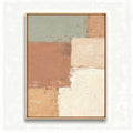 Abstract art wall décor featuring earthy tones in a wooden frame 40 x 30 x 2cm