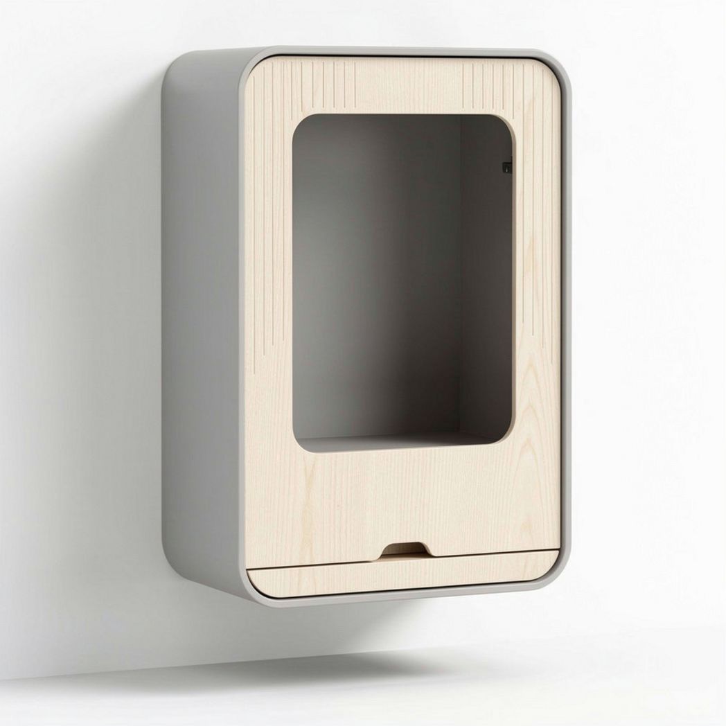 Wall-mounted storage cabinet with wood and metal finish 50 x 30 x 15cm