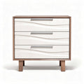 Wooden nightstand with three drawers in white and walnut finish 60 x 40 x 70cm