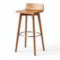 Wooden bar stool with backrest and chrome footrest 45 x 45 x 75cm