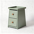 Green storage nightstand with two drawers and wooden knobs 40 x 30 x 60cm