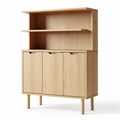 Wooden storage cabinet with open shelves and three-door design 90 x 40 x 120cm